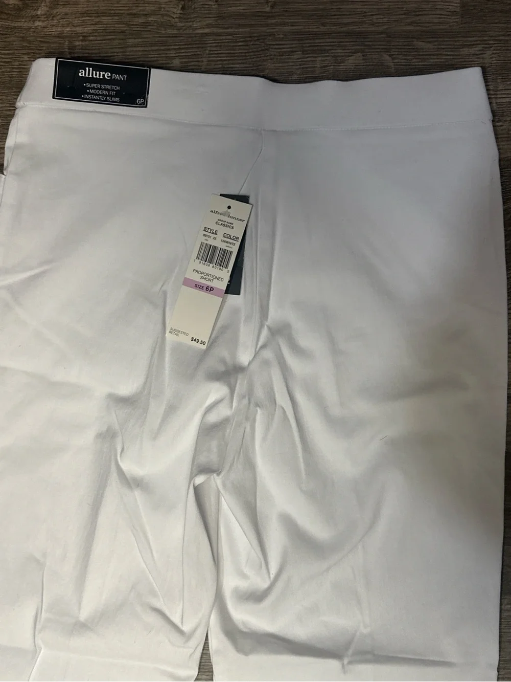 NWT Alfred Dunner Allure White Petite Stretch Pants 6P Modern Fit